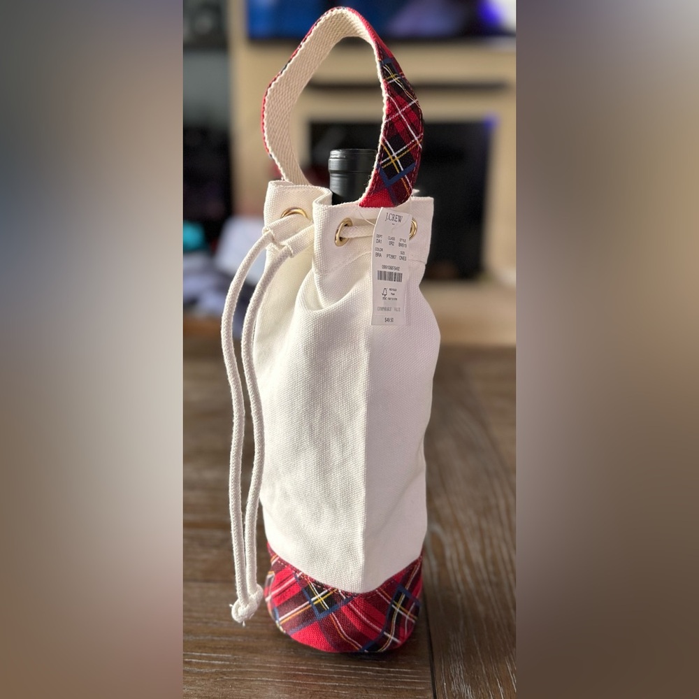 NWT J. Crew Tartan wine bag
